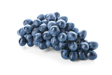 Ripe sweet grapes on white background