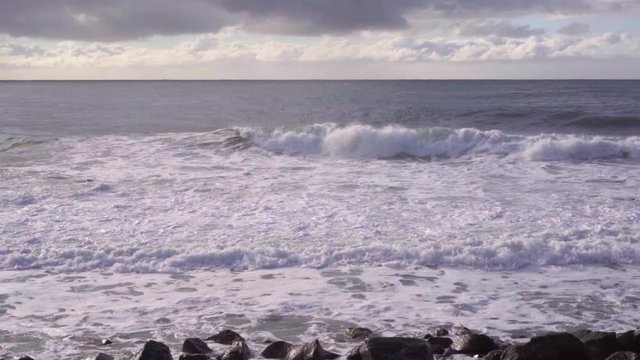 High waves in ocean. Giant Blue Ocean Waves in Indonesia, Bali. Aerial view.