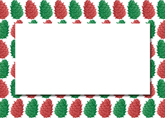 Minimalist Greeting Card Vintage Illustration With Cedar Cones. Christmas And New Year Banner, Cover, Invitation Concept