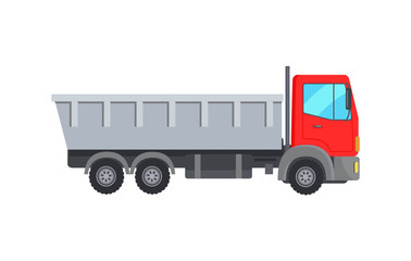 Garbage Collector Truck with Red Cabin Vector Icon