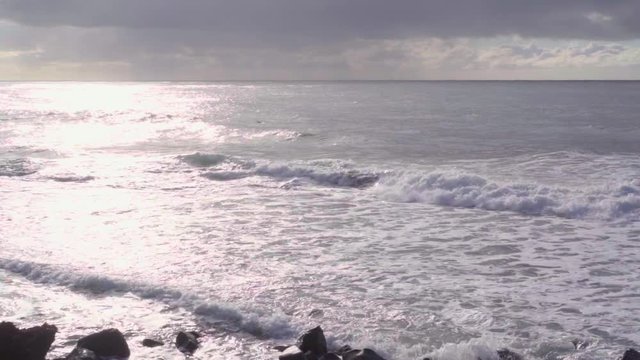 High waves in ocean. Giant Blue Ocean Waves in Indonesia, Bali. Aerial view.