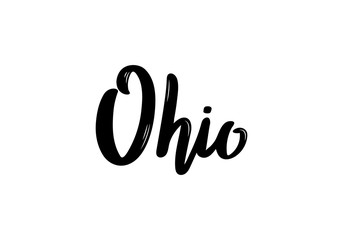 Ohio - hand drawn lettering name of USA state. Handwritten inscription. Vector illustration.