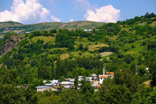 Village Cernjeve, Korab-Koritnik nature park Park, north of Peshkopia, Qark Dibra, Albania, Europe