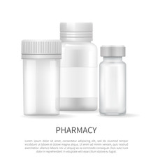 Pharmacy Poster with Plastic Silver Bottles Covers