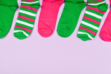 Colorful collection of cotton socks.