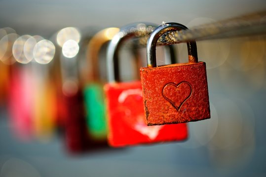 Symbol picture, love padlocks with heart, Germany, Europe