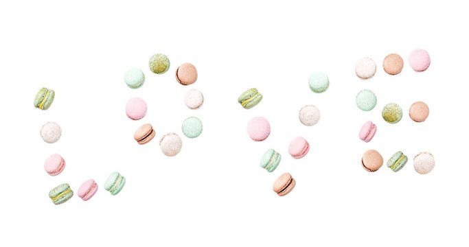 Love Macarons cake, fly falling pattern macaroon