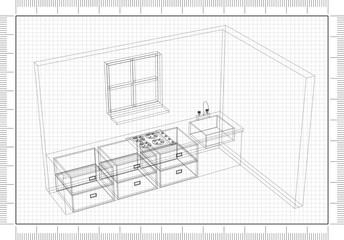 Fototapeta premium Kitchen Plan Architect blueprint 