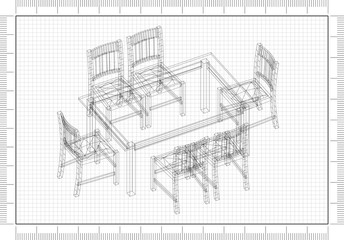 Table and Chairs Architect blueprint 