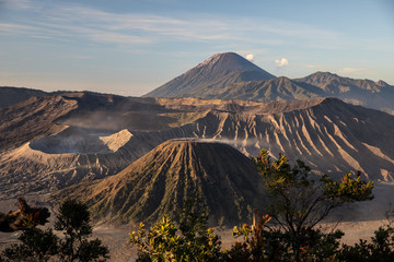 Stunning landscape that looks like Mars at the Mount Bromo volcano in East Java, Indonesia 