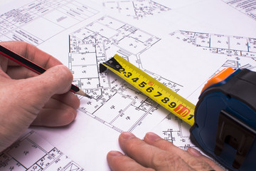 workplace architect. concept of construction