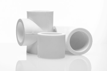 pvc fittings for water pipes on a white background