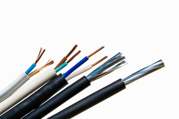 stripped wires on an isolated white background