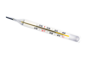 mercury thermometer on a white background