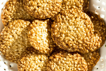 biscuits with sesame macro