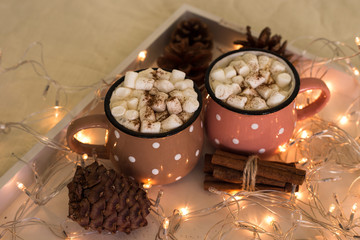 two cups of coffee with marshmallows