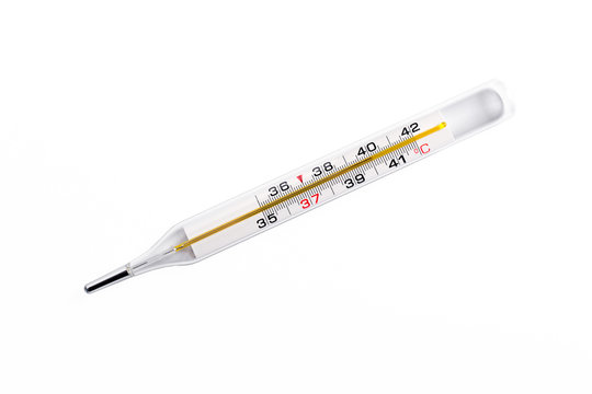 mercury thermometer on a white background