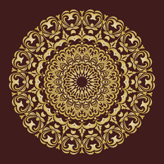 Elegant vintage vector golden round ornament in classic style. Abstract traditional pattern with oriental elements. Classic vintage pattern