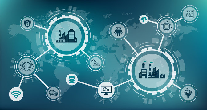industrial internet of things / industry 4.0 / business automation - vector illustration