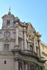 Fototapeta na wymiar The church of San Carlo alle Quattro Fontane, church of Rome, by Francesco Borromini