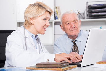 Female doctor with male client