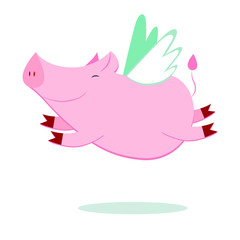 Happy pig flying 