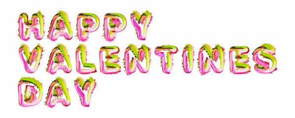 Happy Valentines Day - pink and green text written on white background
