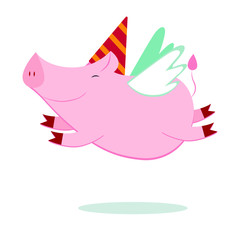 Happy pig flying 