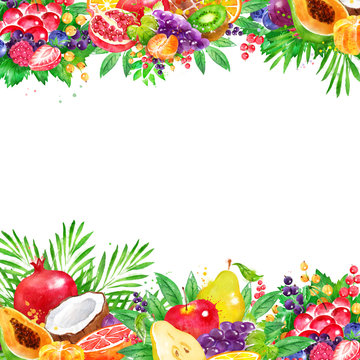 Background with fresh fruit and berries