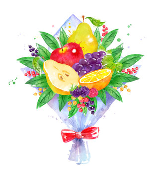 Illustration Of Fresh Fruit Bouquet