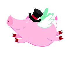 Happy pig flying 