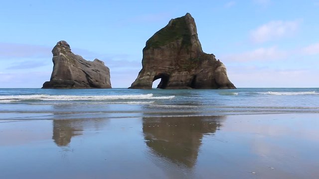 New Zealand Wharariki Beach Archway Rock Formation Arches