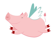Happy pig flying 