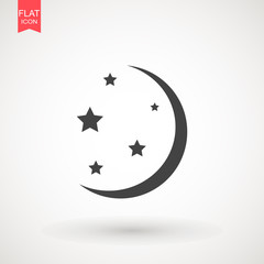 Moon and stars icon . Flat vector illustration on white background . EPS 10