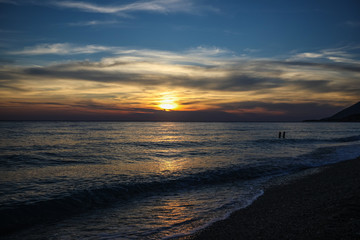 Colorful sunset over the sea. Beautiful landscape