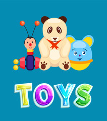 Toys Poster with Items Set Vector Illustration