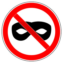 srr471 SignRoundRed - german - Verbotszeichen: Maskerade / maskieren verboten  - english - prohibition sign - masquerade / mask prohibited (venetian mask) - red g6722