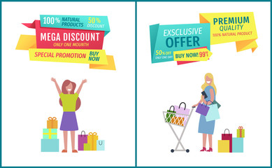 Mega Discount and Offer Poster Vector Illustration