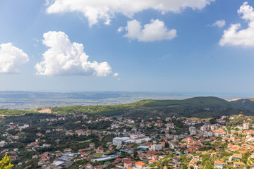 Obraz premium An old city in the mountains of Albania. Top view