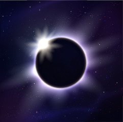 Vector illustration of eclipse and light rays