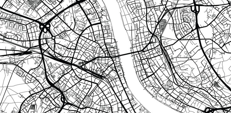 Urban vector city map of Bonn, Germany