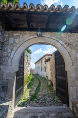 Fototapeta na wymiar Stone gates in the old town of Kruja
