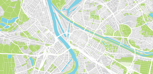 Urban vector city map of Mannheim, Germany - obrazy, fototapety, plakaty