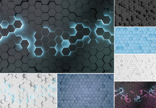 6 Abstract Hexagon Patterns