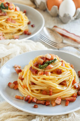 Traditional italian dish spaghetti carbonara