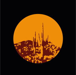 Creative vector illustration cactus in duocolor. Idea for the poster, t-shirt design etc