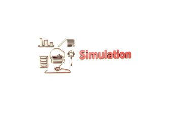 Illustration of Simulation with red text on light background