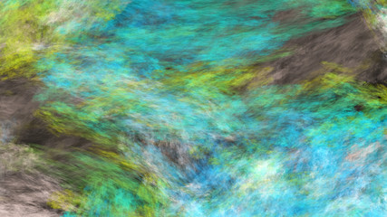 Fototapeta premium Chaotic green and blue brush strokes. Abstract grunge texture. Fractal background. 3d rendering.