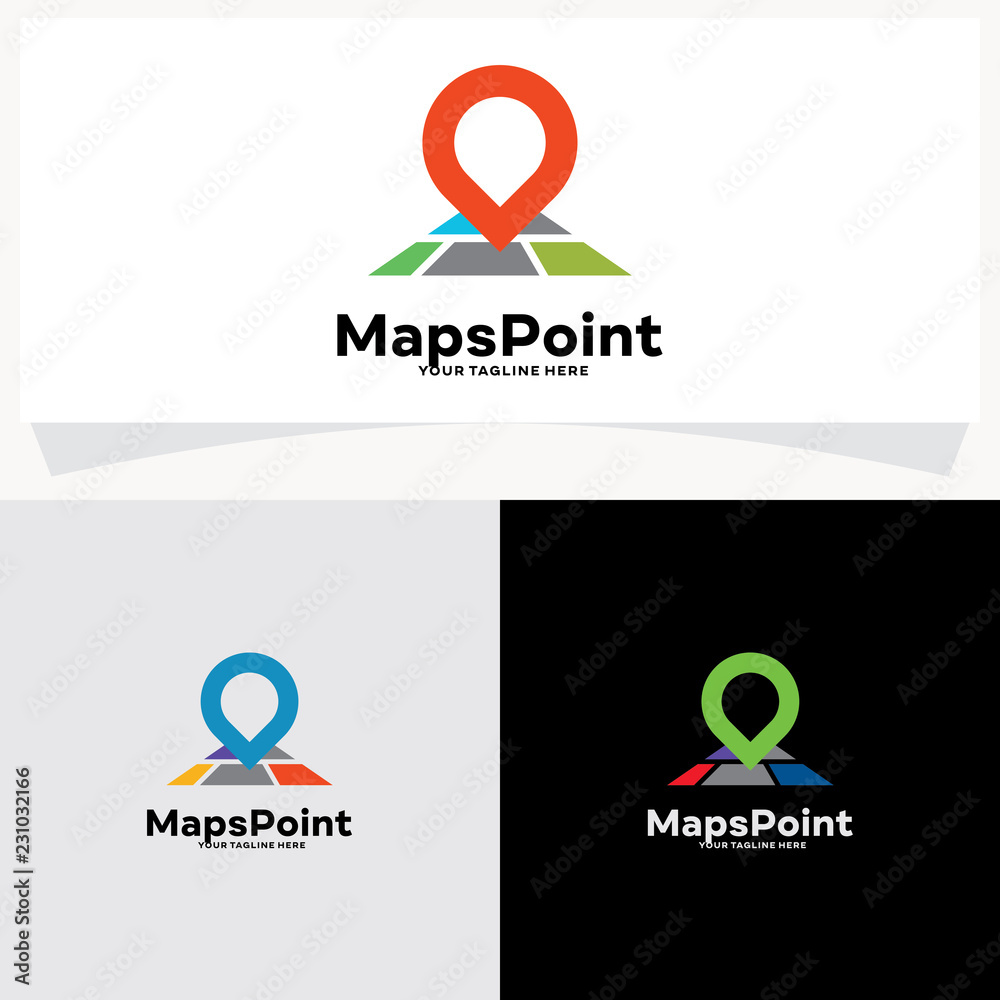 Poster maps point logo design template