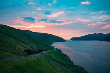 Fototapeta na wymiar Beautiful sunset on the Faroe Islands